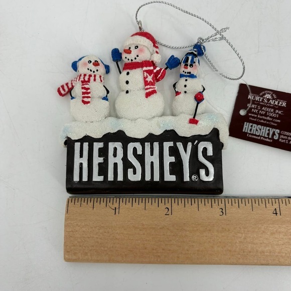 Hershey's Kurt Adler 2009 Ornament Snowmen Hat Scarf Christmas Holiday With Tag - Picture 7 of 7